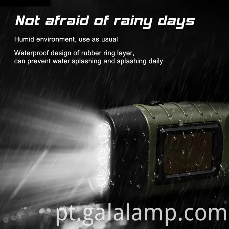 Lanterna LED movida a solar ao ar livre com sistema de carregamento manual